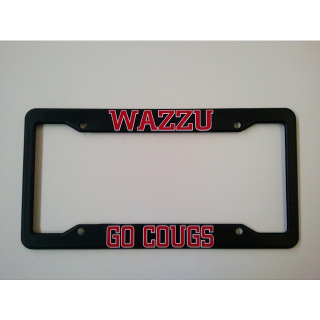 Logo Products 132  Washington State University Go Cougs License Plate Frame - Black Plastic