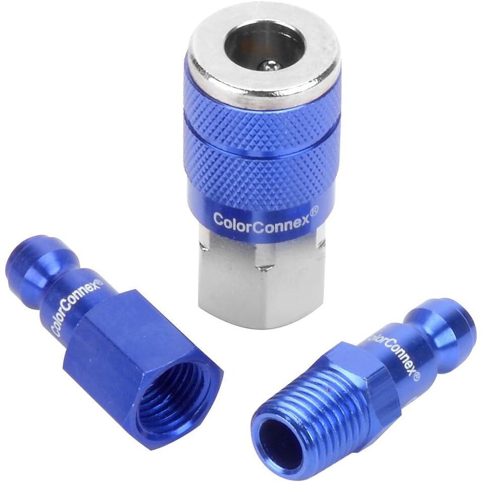 Legacy A72452C  3 Piece ColorConnex Blue Type C Automotive 1/4" Body x 1/4" Quick Disconnect Coupler and Plug Kit (C1,CP1,CP2)
