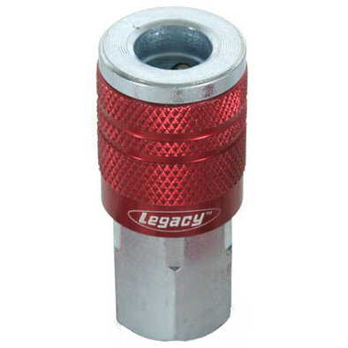Legacy A73410D  ColorConnex Red Type D Industrial 1/4" Body x 1/4" Female NPT Quick-Disconnect Coupler - Carded (C20)