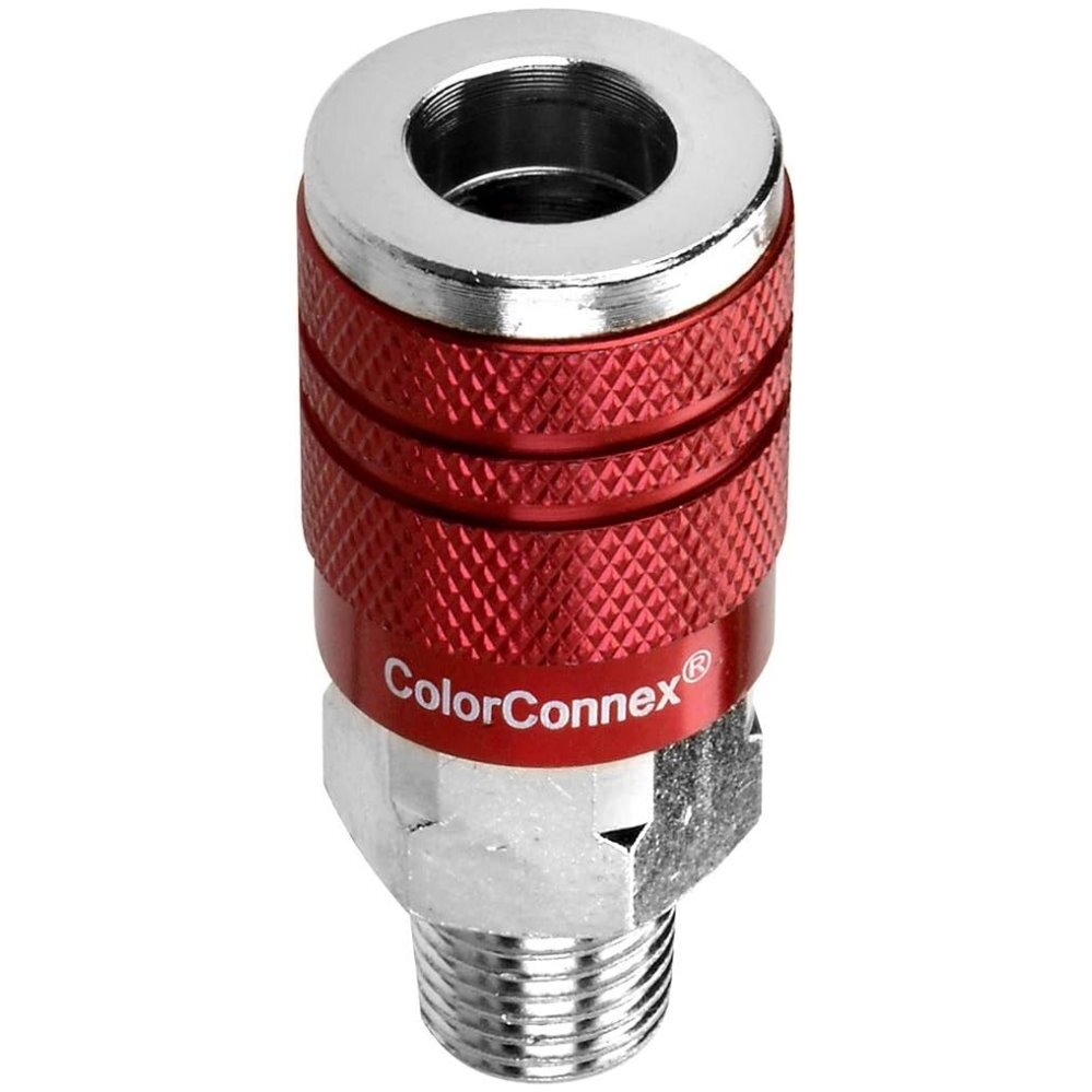 Legacy A73420D ColorConnex Red Type D Industrial 1/4" Body x 1/4" Male NPT Quick-Disconnect Coupler - Carded (C21) Legacy A73420D ColorConnex Red Type D Industrial 1/4" Body x 1/4" Male NPT Quick-Disconnect Coupler - Carded (C21)