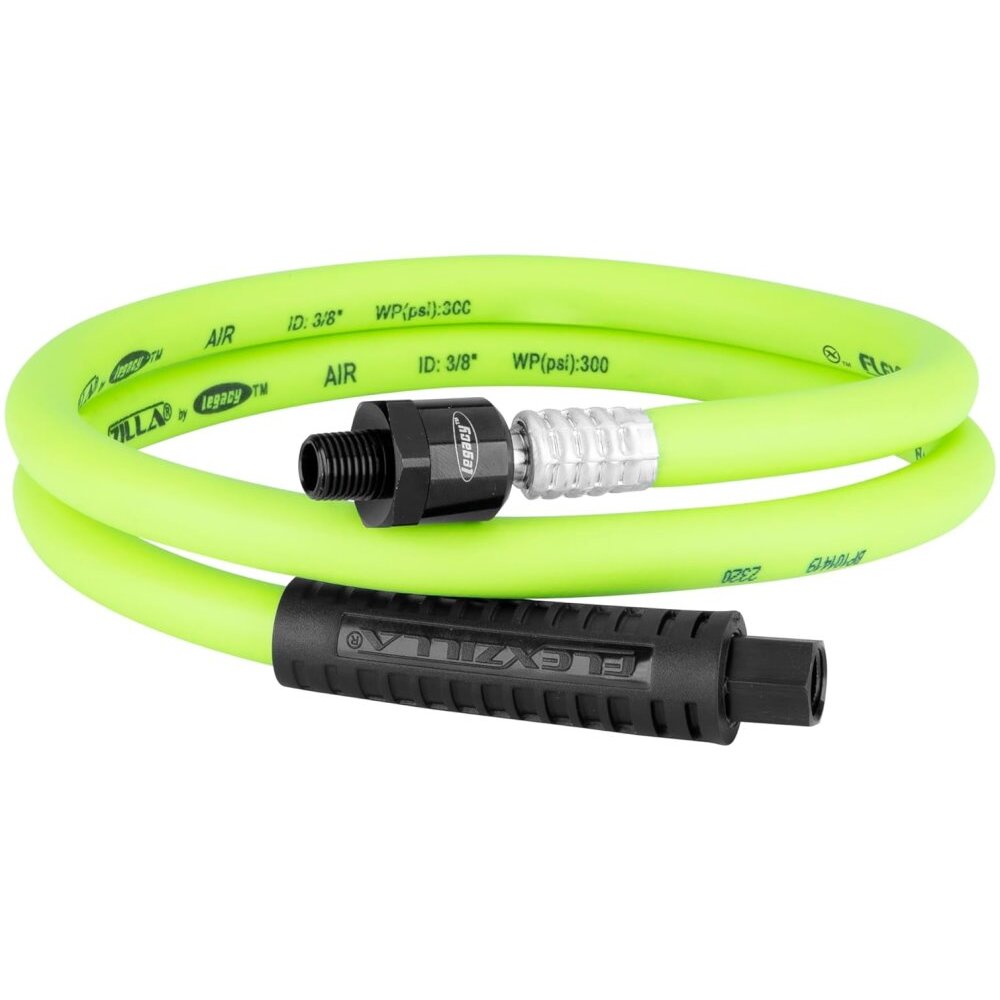 Legacy HFZ3804YW2B  Flexzilla 3/8" x 4' Swivel Whip Air Hose with 1/4" MNPT Ball swivel x 1/4" FNPT