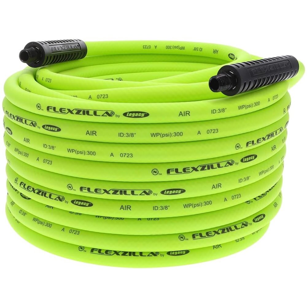 Legacy HFZ38100YW2 Flexzilla 3/8" x 100' Air Hose Assembly with 1/4" Male NPT Fittings Legacy HFZ38100YW2 Flexzilla 3/8" x 100' Air Hose Assembly with 1/4" Male NPT Fittings