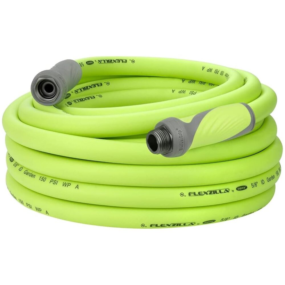 Legacy HFZG550YWS  Flexzilla SwivelGrip 5/8" x 100' Garden Water Hose Assembly with 3/4" Fittings
