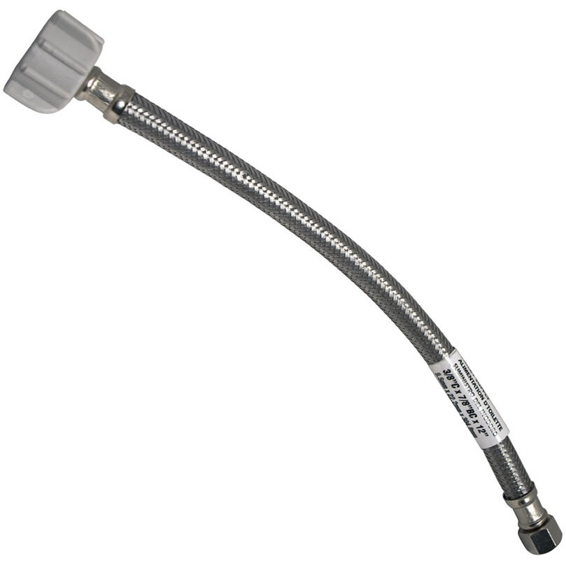 Lincoln 109591  3/8" OD Comp Nut x 7/8" Ballcock Nut Stainless Steel Toilet Supply Line - 12" Length