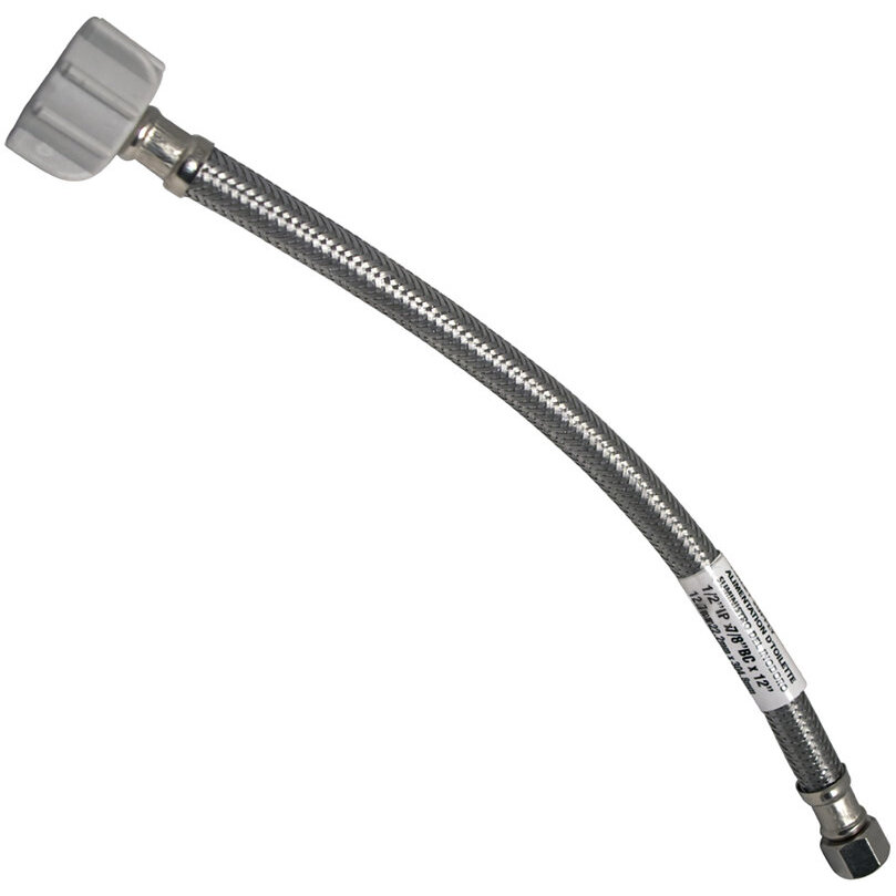 Lincoln 109595  1/2" FIP x 7/8" Ballcock Nut Stainless Steel Toilet Supply Line - 12" Length