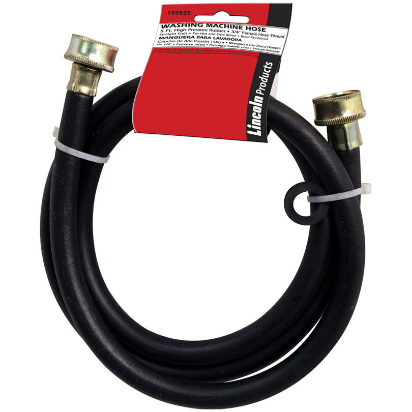 Lincoln 109835 60" Washing Machine Supply Hose with Straight Ends Lincoln 109835 60" Washing Machine Supply Hose with Straight Ends
