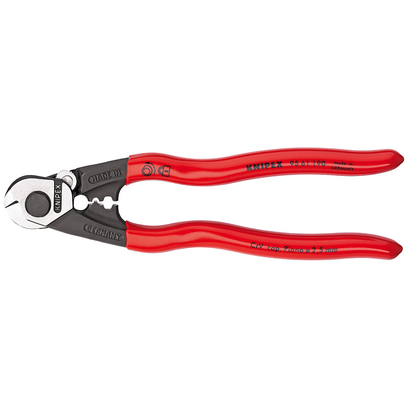 Knipex 9561-190 7-1/2" Wire Rope Cutter / Shears with Non-Slip Plastic Coated Handle (9561190) Knipex 9561-190 7-1/2" Wire Rope Cutter / Shears with Non-Slip Plastic Coated Handle (9561190)