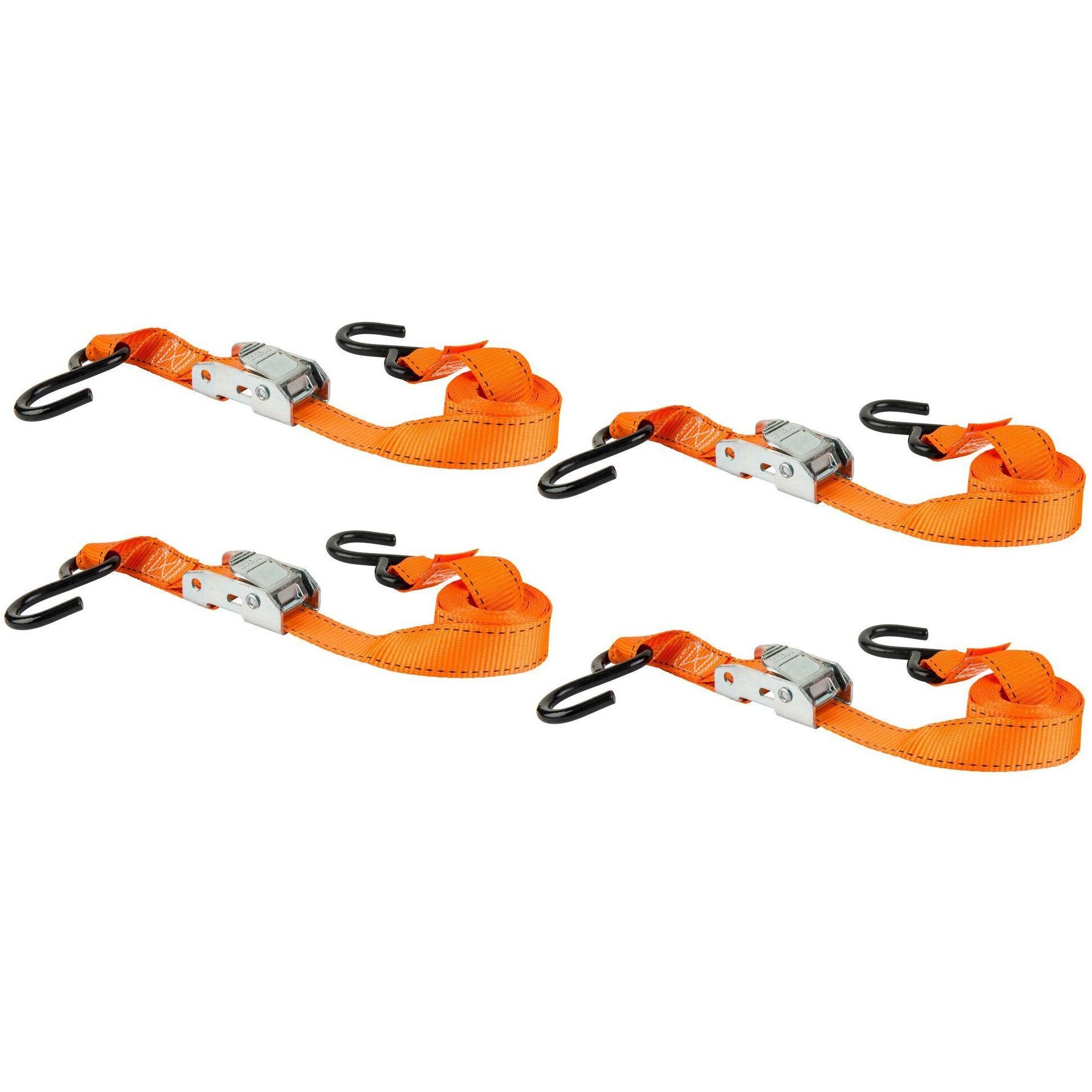 Keeper 05108-V  1" x 6' Cam Buckle Tie-Down Strap with Vinyl Coated S-Hooks - 4 Straps per Package