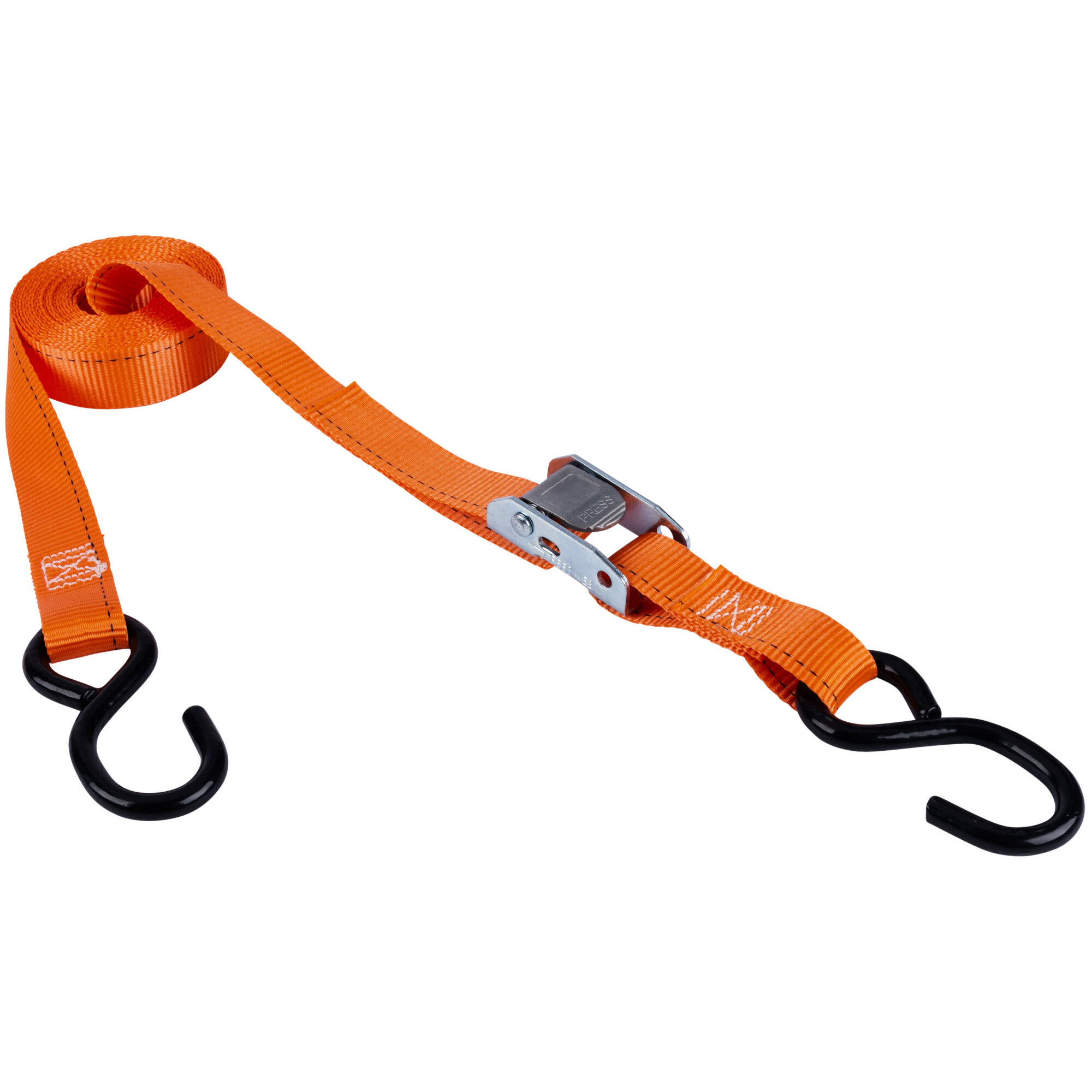 Keeper 05115  1" x 15' Cam Buckle Tie-Down Strap with Full-Size Vinyl Coated S-Hooks