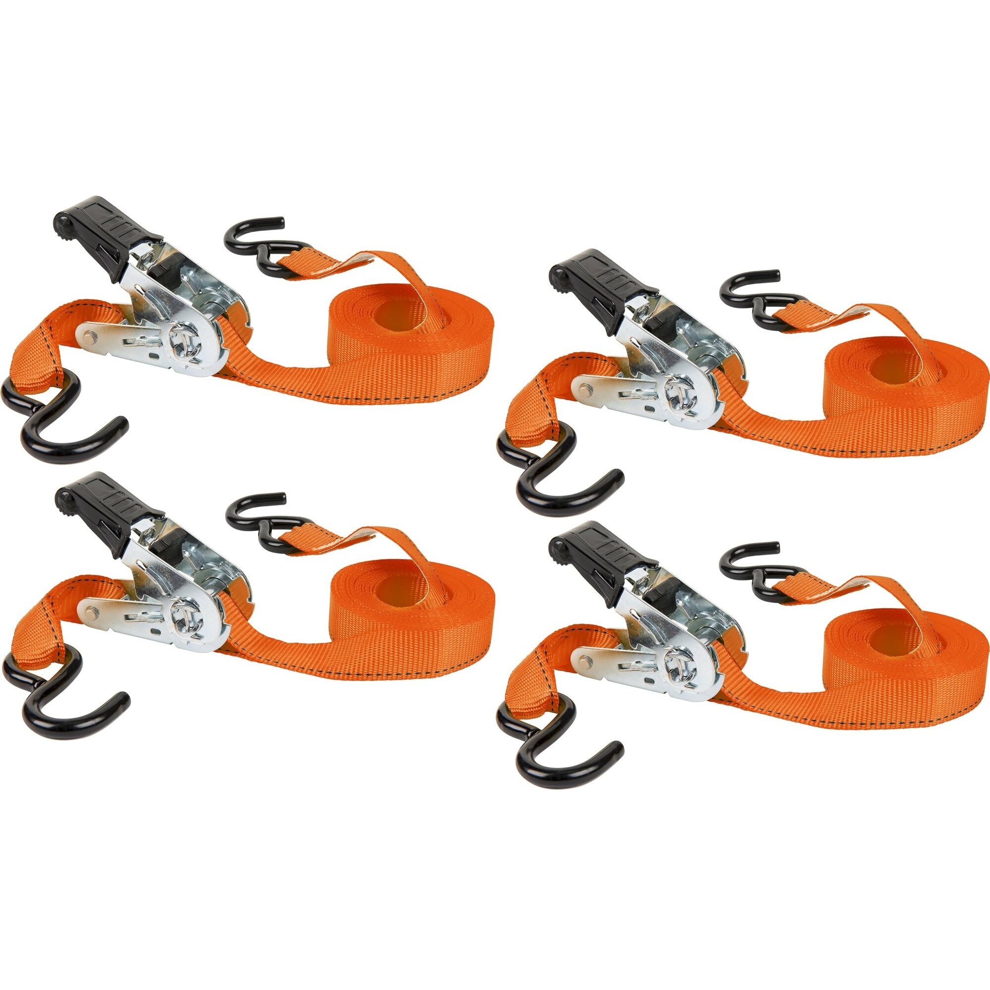 Keeper 05506  1" x 15' High Tension Ratchet Tie-Down Straps with Vinyl Coated S-Hooks - 4 Straps per Package