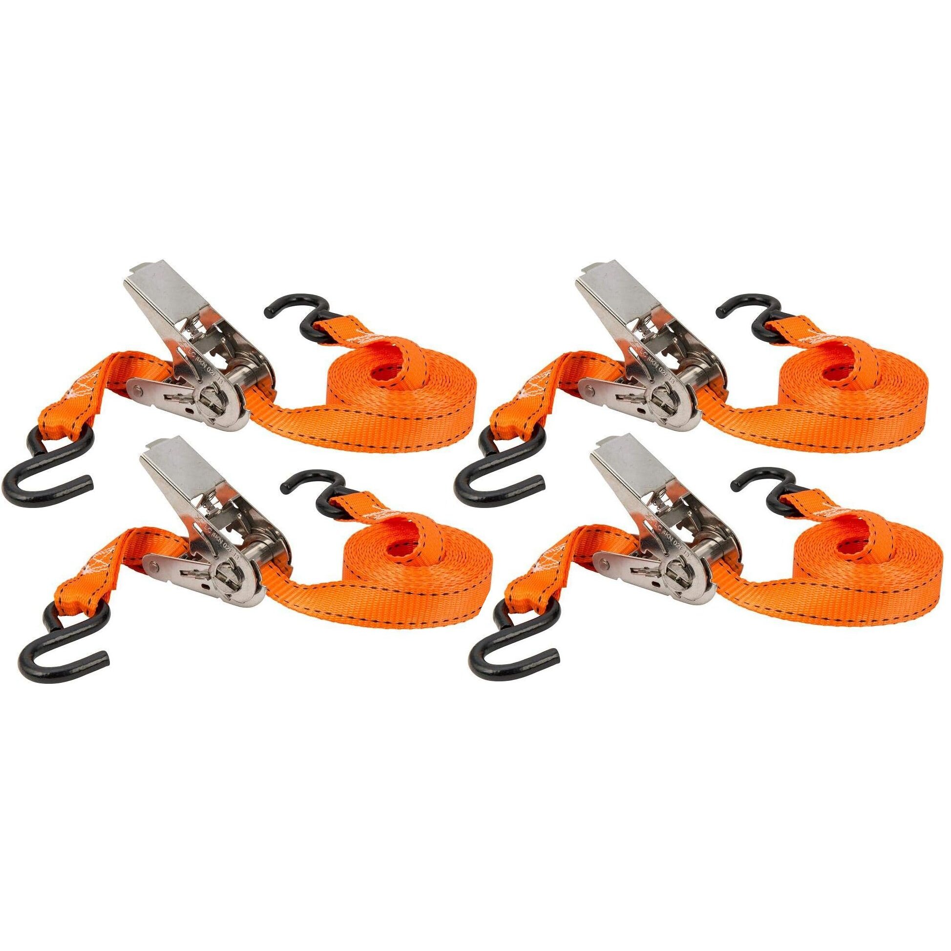 Keeper 05508-V  1" x 10' High Tension Ratchet Tie-Down Straps with Vinyl Coated S-Hooks - 4 Straps per Package
