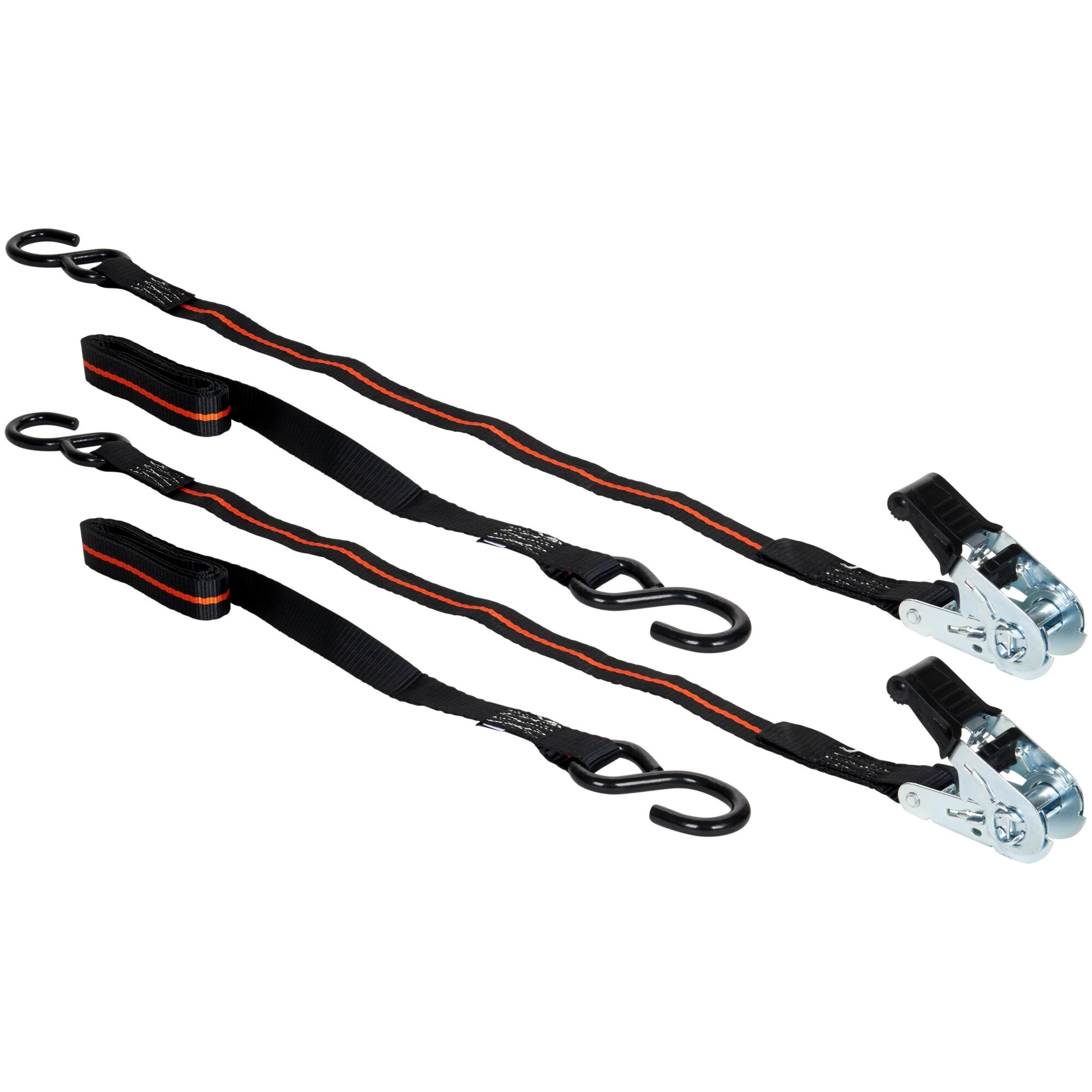 Keeper 45721  1" x 8' High Tension Ratchet Tie-Down Straps with Large Vinyl Covered S-Hooks - 2 Straps per Package