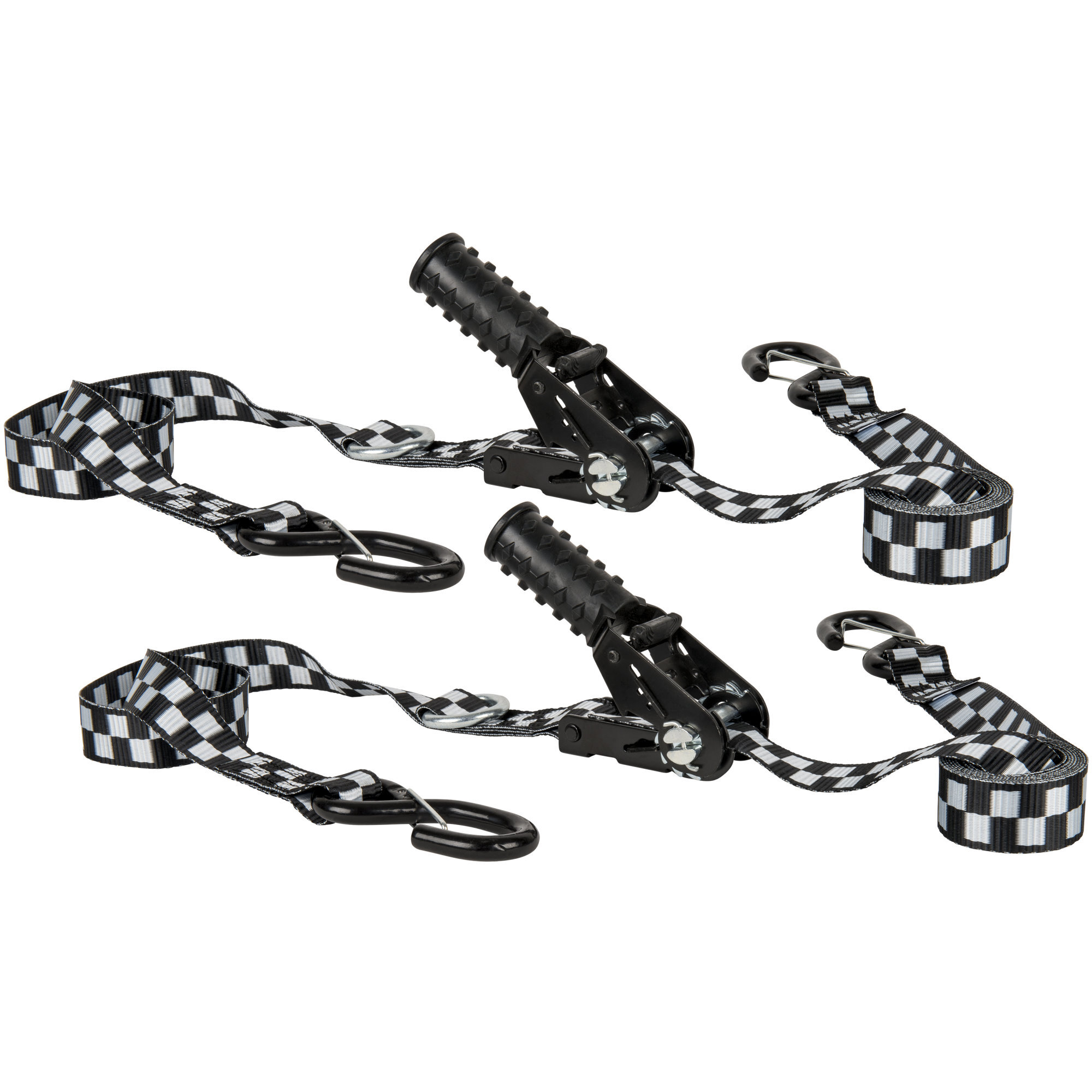 Keeper 45737  1-1/4" x 8' Ratchet Tie-Down Straps with Large Vinyl Covered S-Hooks - 2 Straps per Package