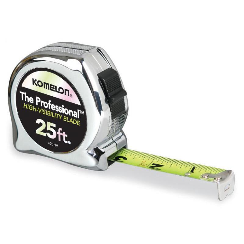 Komelon 425HV  Tape Measure 1" X 25' Hi-Vis Chrome Professional