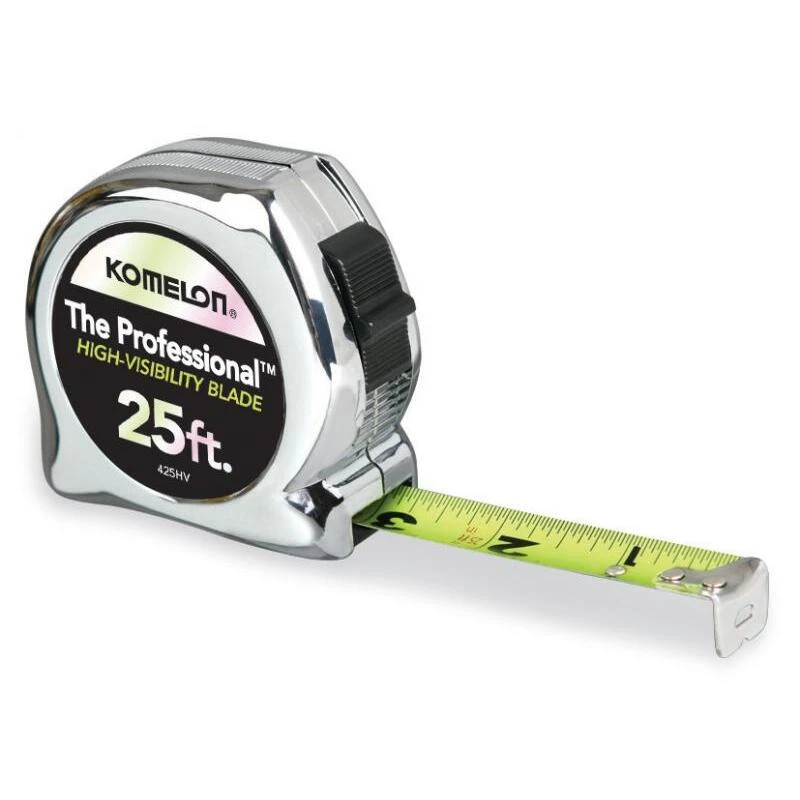 Komelon 425IEHV  Tape Measure 1" X 25' Hi-Vis Chrome Inch/Engineer Scale