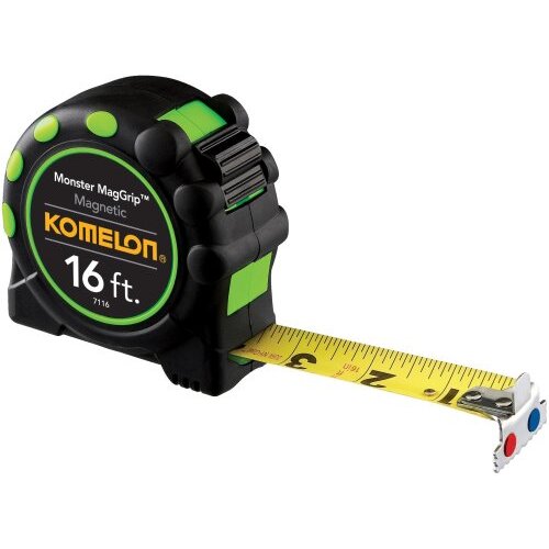 Komelon 7116 16' x 1" Monster MagGrip Rubberized Case, Magnetic Tip Tape Measure Komelon 7116 16' x 1" Monster MagGrip Rubberized Case, Magnetic Tip Tape Measure