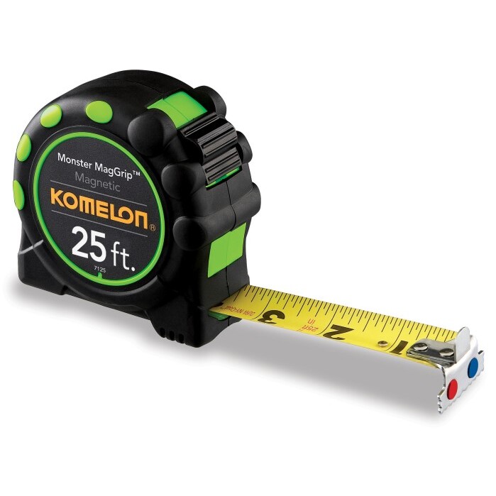 Komelon 7125  25' x 1" Monster MagGrip Rubberized Case, Magnetic Tip Tape Measure