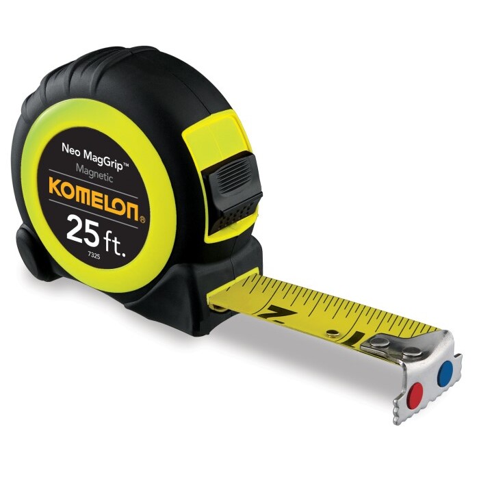 Komelon 7325  25' x 1" Neo MagGrip Rubberized Grip, Magnetic Tip Tape Measure