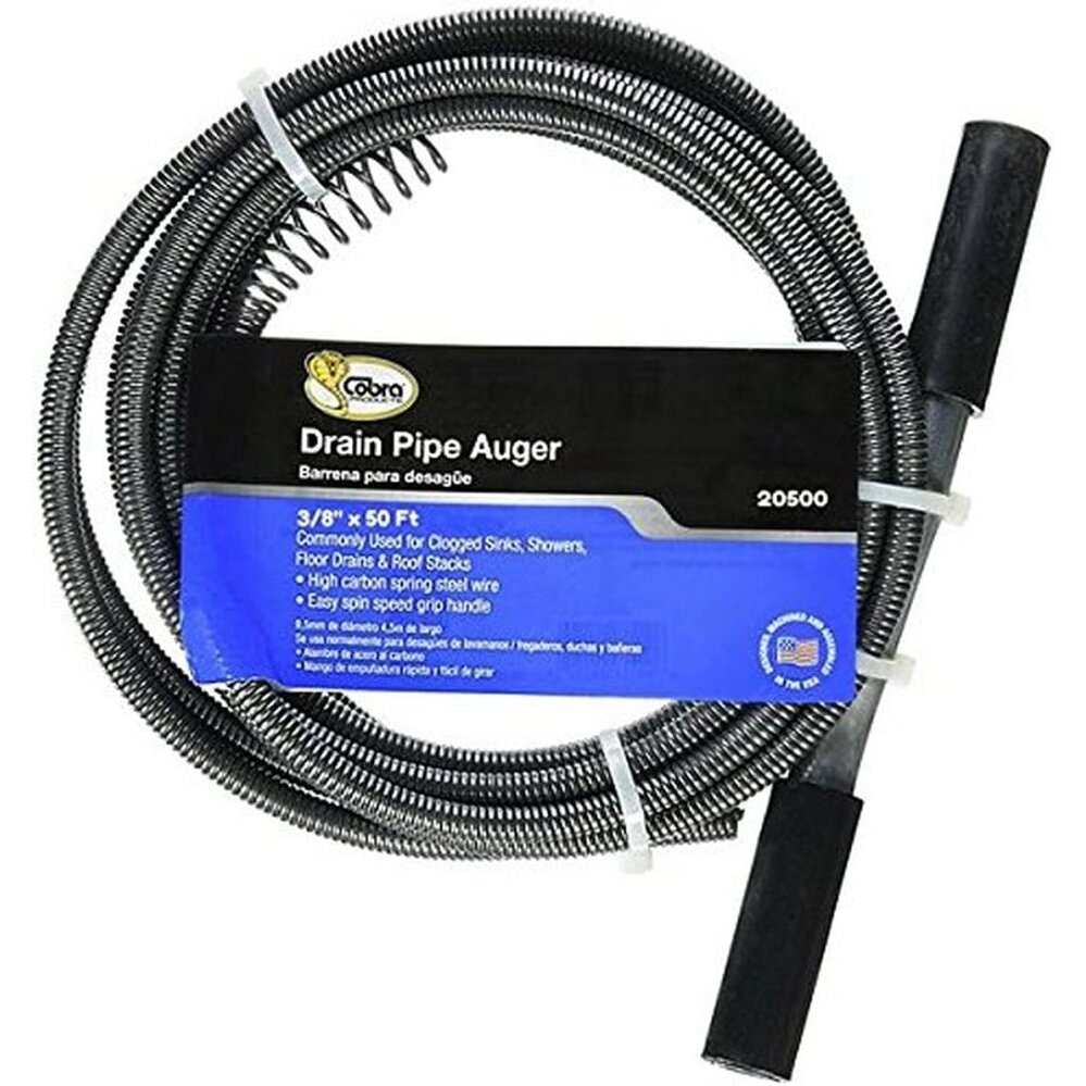 Cobra 20500  Drain Pipe Auger with 3/8" x 50' Cable