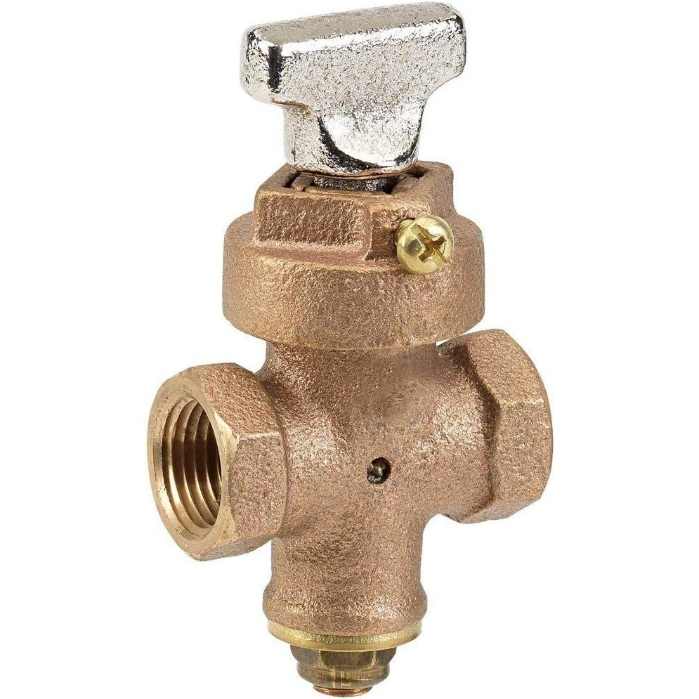Homewerks 225-2-1  Bronze Threaded Ground Key Stop & Drain Valve 1" FPT x 1" FPT