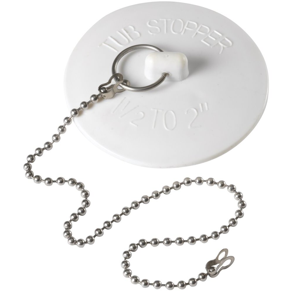 PlumbCraft 7513300T  2" White Rubber Tub Stopper with Chain