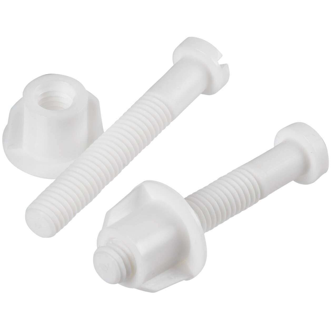 PlumbCraft 7640250T  White Plastic Toilet Seat Hinge Bolt and Nut Set