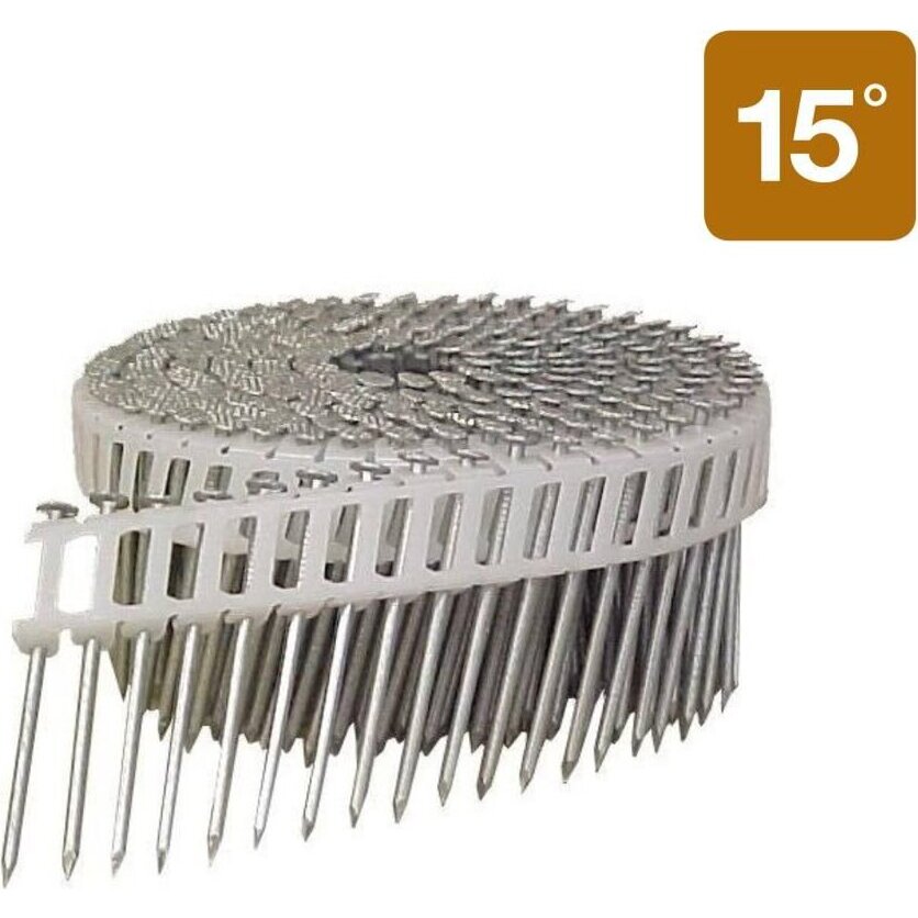 Metabo HPT 13375HPT  2" x 0.092 15 Degree, Plastic Collated, Smooth Shank Hot Dipped Galvanized Hardie Nails - 6000 Per Box