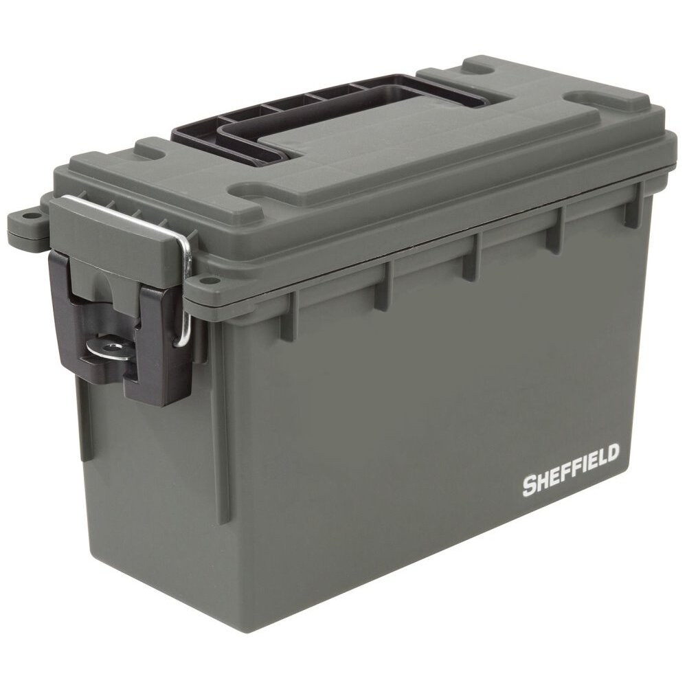 Sheffield 12626  Water Resistant Plastic Field Box (Ammo Can) - Olive Green