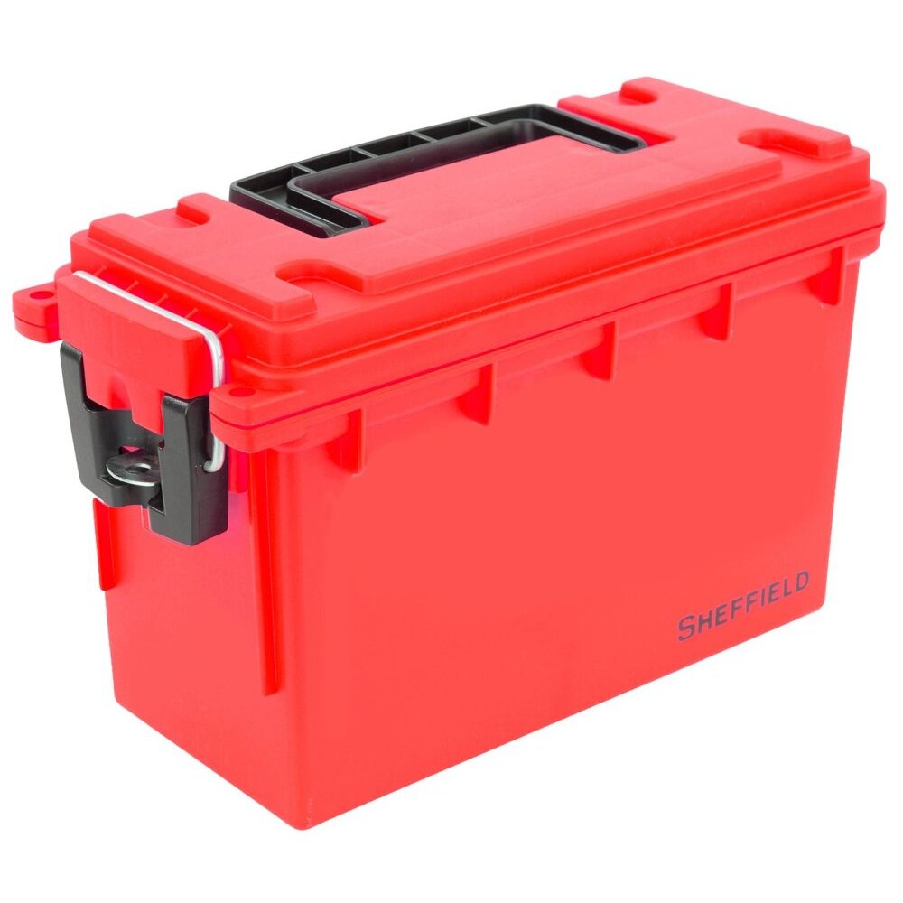 Sheffield 12636  Water Resistant Plastic Field Box (Ammo Can) - Red