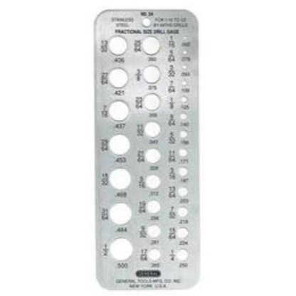 General Tools 24  Stainless Steel Fractional Drill Gauge Hobby Drill Gauge for 1/16 to 1/2" Size Bits (22011) General Tools 24  Stainless Steel Fractional Drill Gauge Hobby Drill Gauge for 1/16 to 1/2" Size Bits (22011)