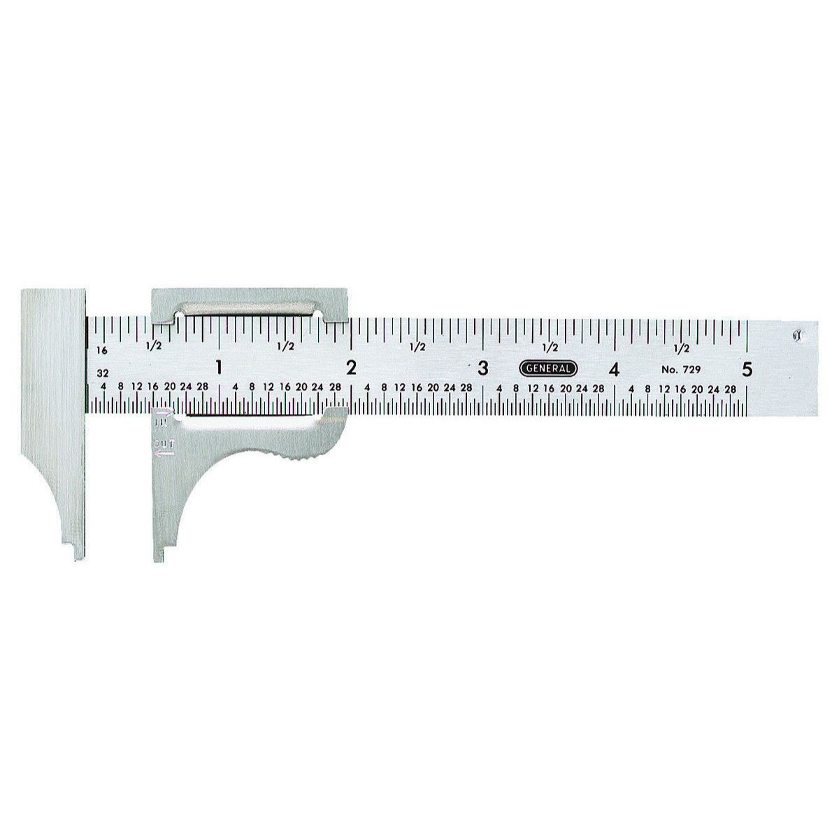 General Tools 729  Slide Caliper, 16th and 32nd Graduation, 0 to 4-Inch Range, Inside and Outside Measurement (42581)