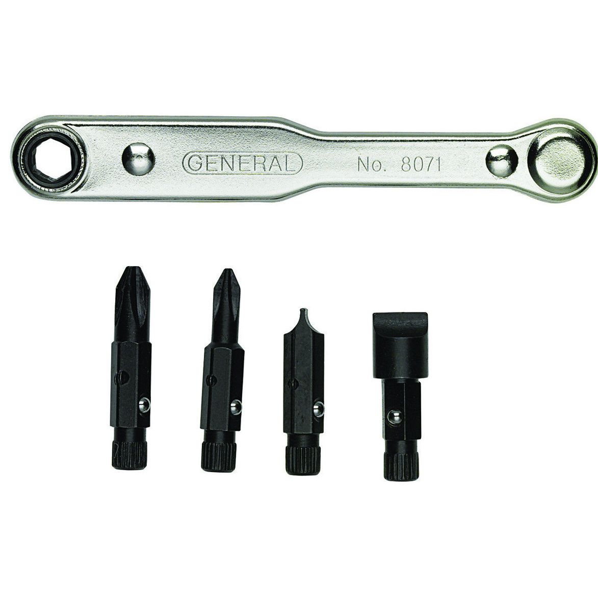 General Tools 8071  Five-piece Ratcheting Offset Screwdriver Set with Pass-through Handle (42673)