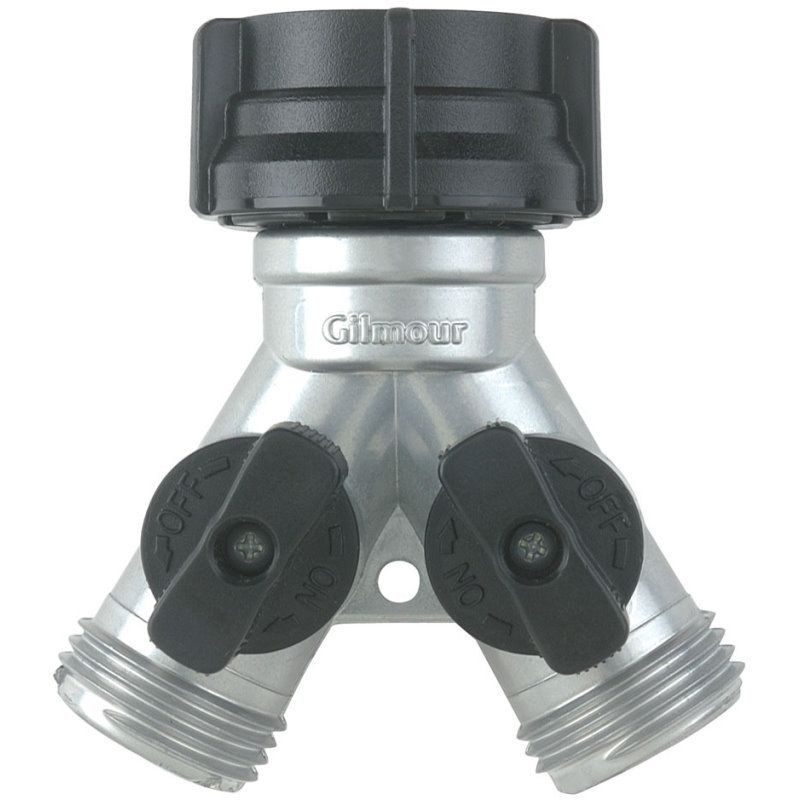 Gilmour 800154-1001  Double Water Hose Metal "Y" Connector with Shut-Off (15)