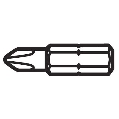 Lutz 23035  #2 Phillips Reduced Head x 1" Insert Bits - 250 per Jar
