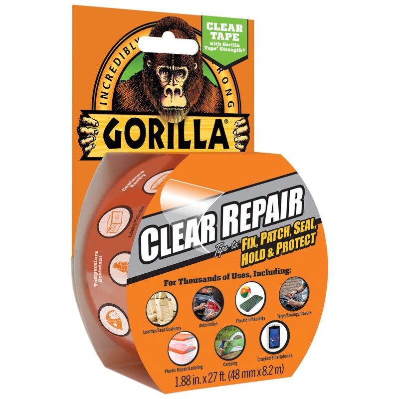 Gorilla  6027  Clear Repair Gorilla Tape 2" x 9 Yard Roll