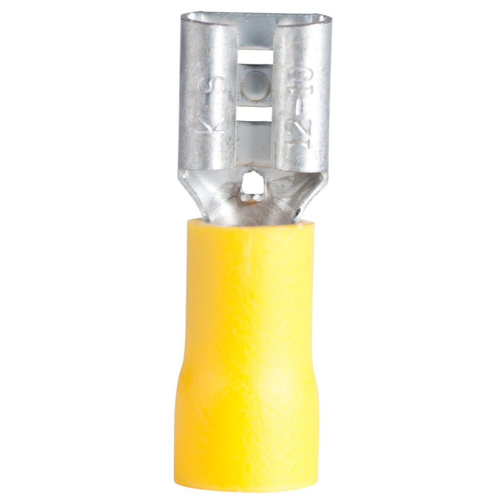 GB Gardner Bender 20-145F Vinyl Insulated Female 1/4" (0.250") Tab Disconnects - Yellow 12-10 AWG - 16 per Package GB Gardner Bender 20-145F Vinyl Insulated Female 1/4" (0.250") Tab Disconnects - Yellow 12-10 AWG - 16 per Package