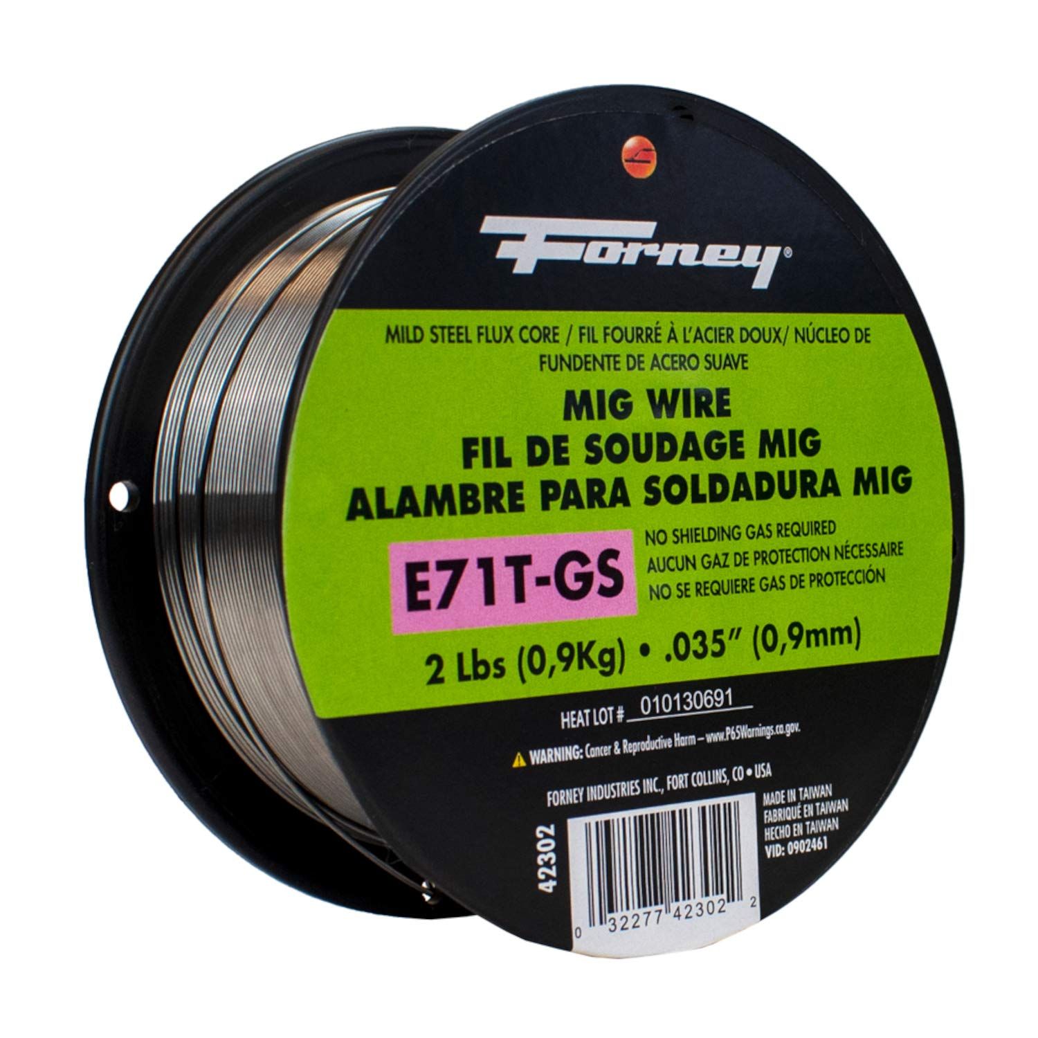 Forney 42302  E71T-GS Self,  MIG Steel Flux Core Welding Wire Mild Steel .035" x 2 Pound Spool