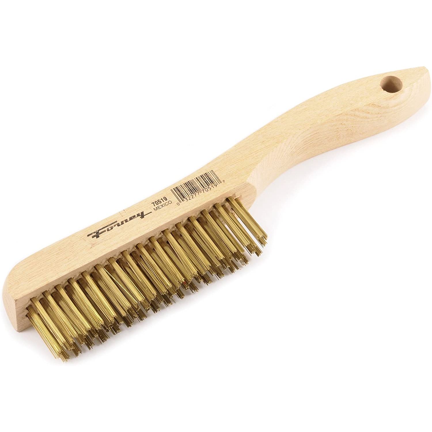 Forney 70519  Wire Scratch Brush-Brass-Wood Shoe Hndl 10