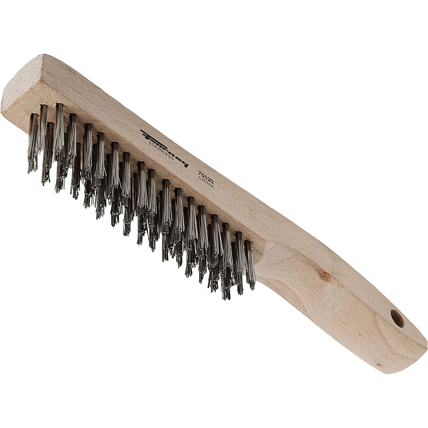 Forney 70520  Wire Scratch Brush-Ss-Wood Shoe Hndl 10-1/