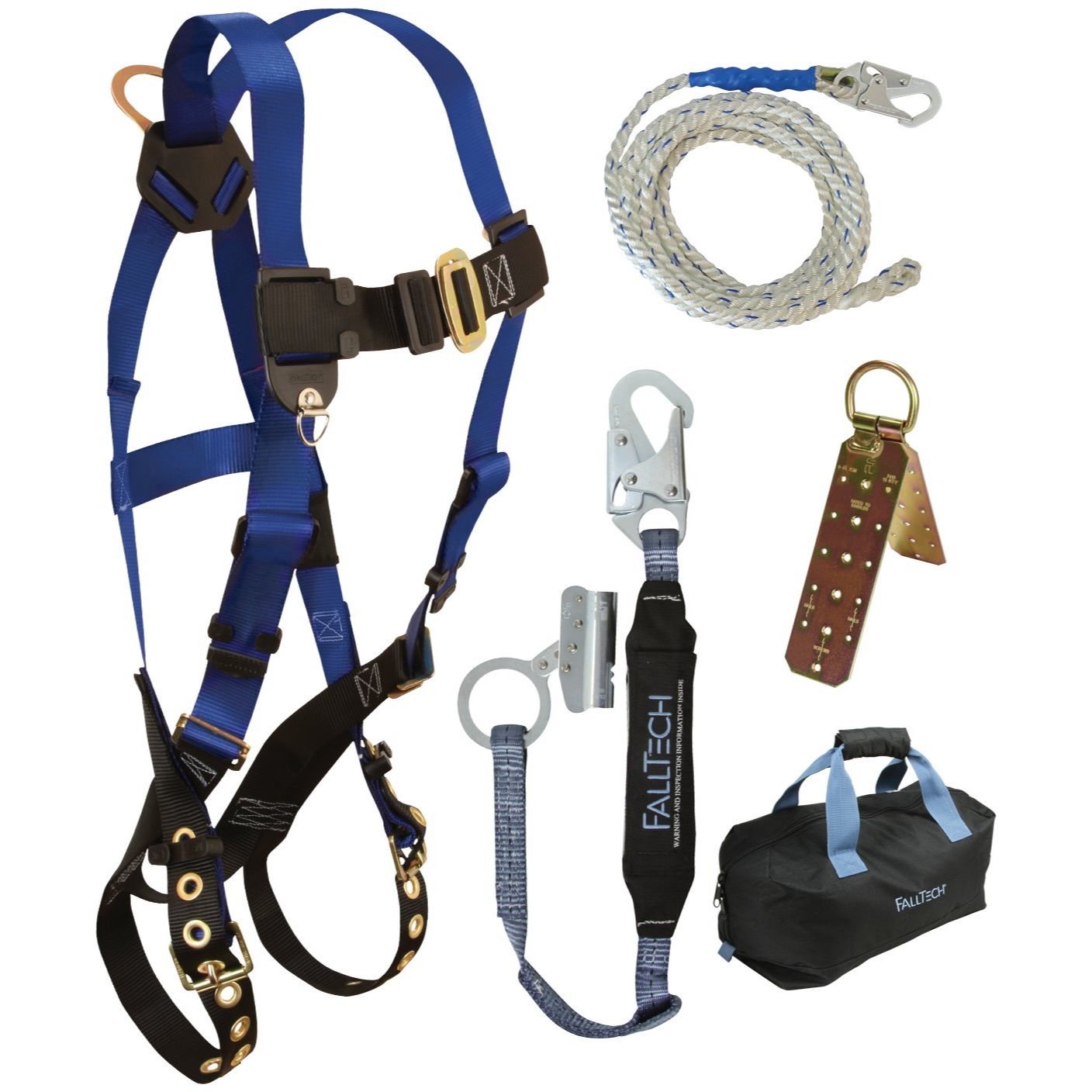 FallTech 8595RA  Contractors Fall Arrest Harness Roofer's Kit - Universal Fit with Carry Bag