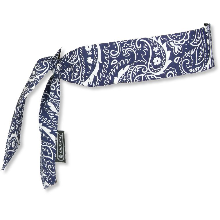 Chill-Its 6700  Evaporative Cooling Bandana - Tie Style - Navy Blue Western Design (12306)