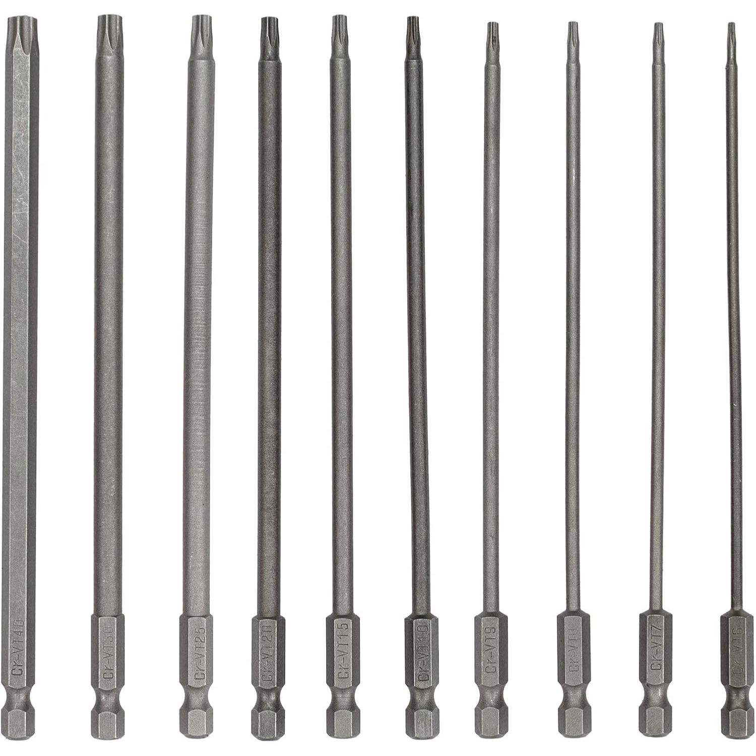 Enkay 3036-C  10-Piece 6" Tamper Proof Torx Screw Bit Set T6 to T40