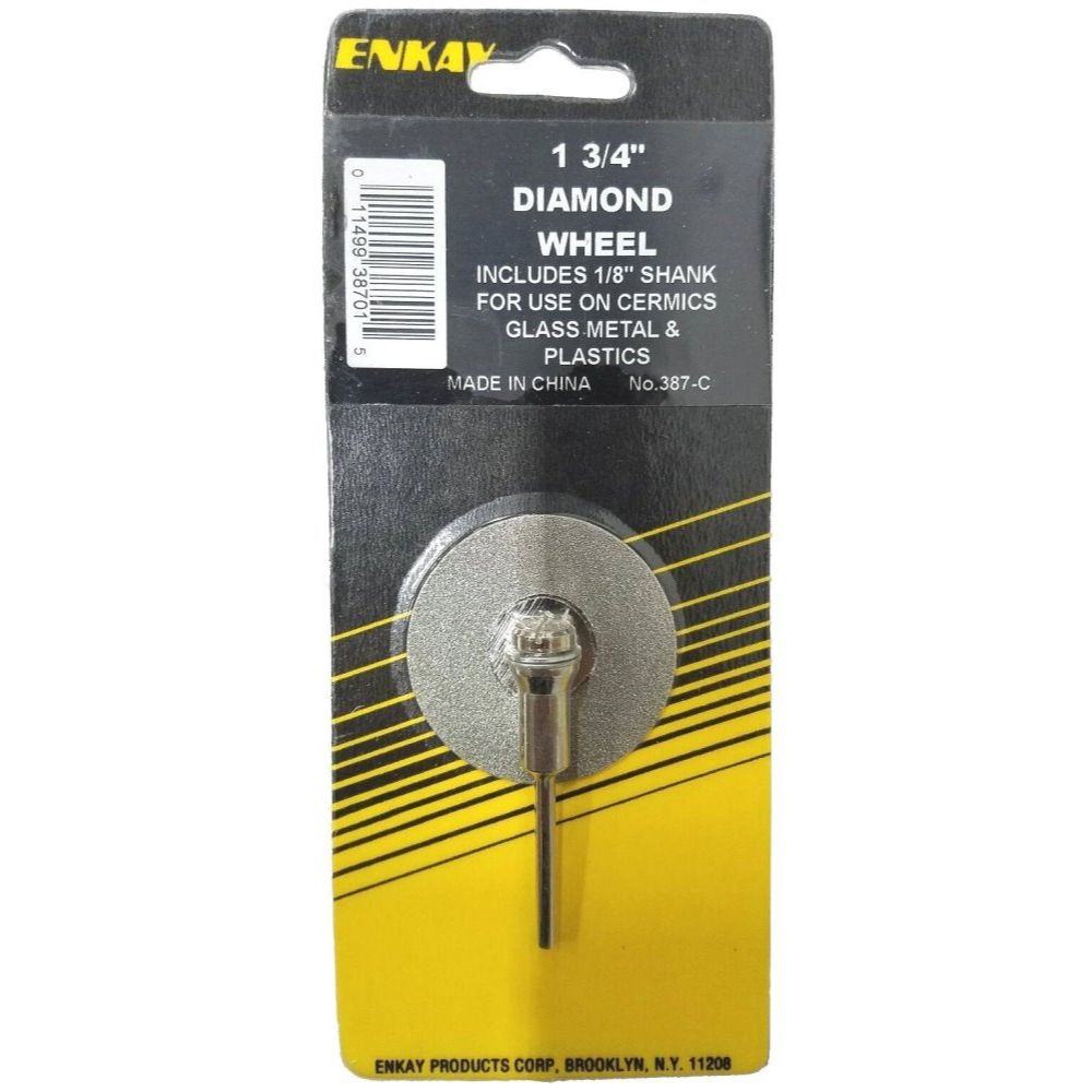 Enkay 387-C 1-3/4" Diamond Wheel with 1/8" Shank Mandrel Enkay 387-C 1-3/4" Diamond Wheel with 1/8" Shank Mandrel