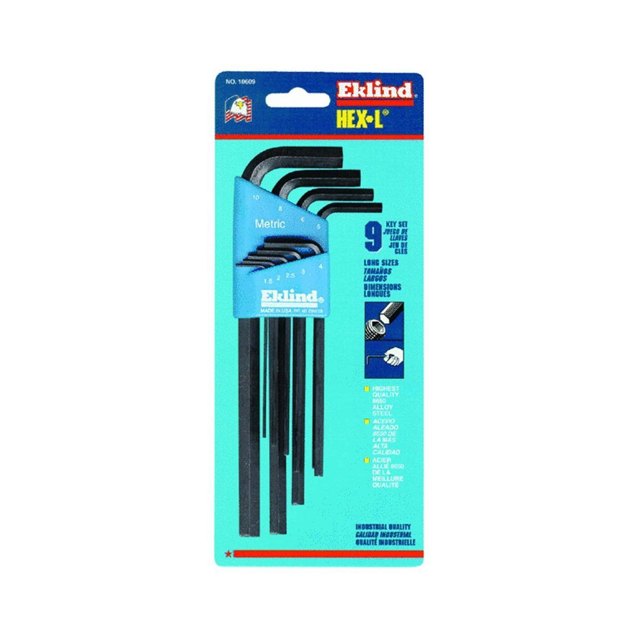 Eklind 10609  9 Piece Long Hex-L Key Set (1.5 to 10 mm)