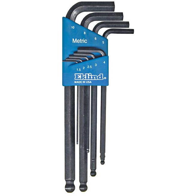 Eklind 13609  9 Piece Ball Tip Long Series L-Type Metric Hex Key Set (1.5mm to 10mm)