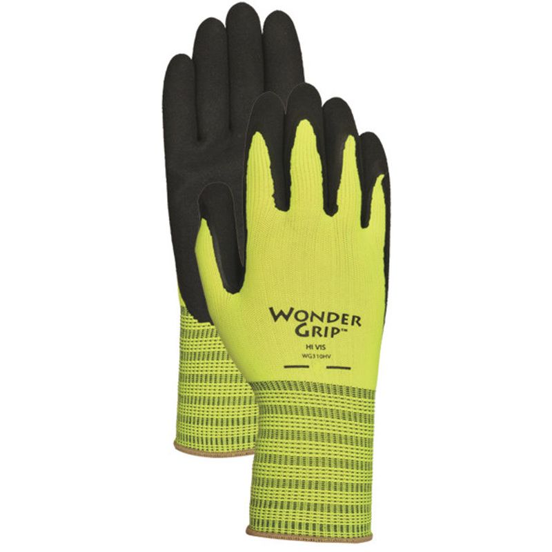 Wonder Grip WG310HV  Extra-Grip High Visibility Latex Palm Gloves - Small