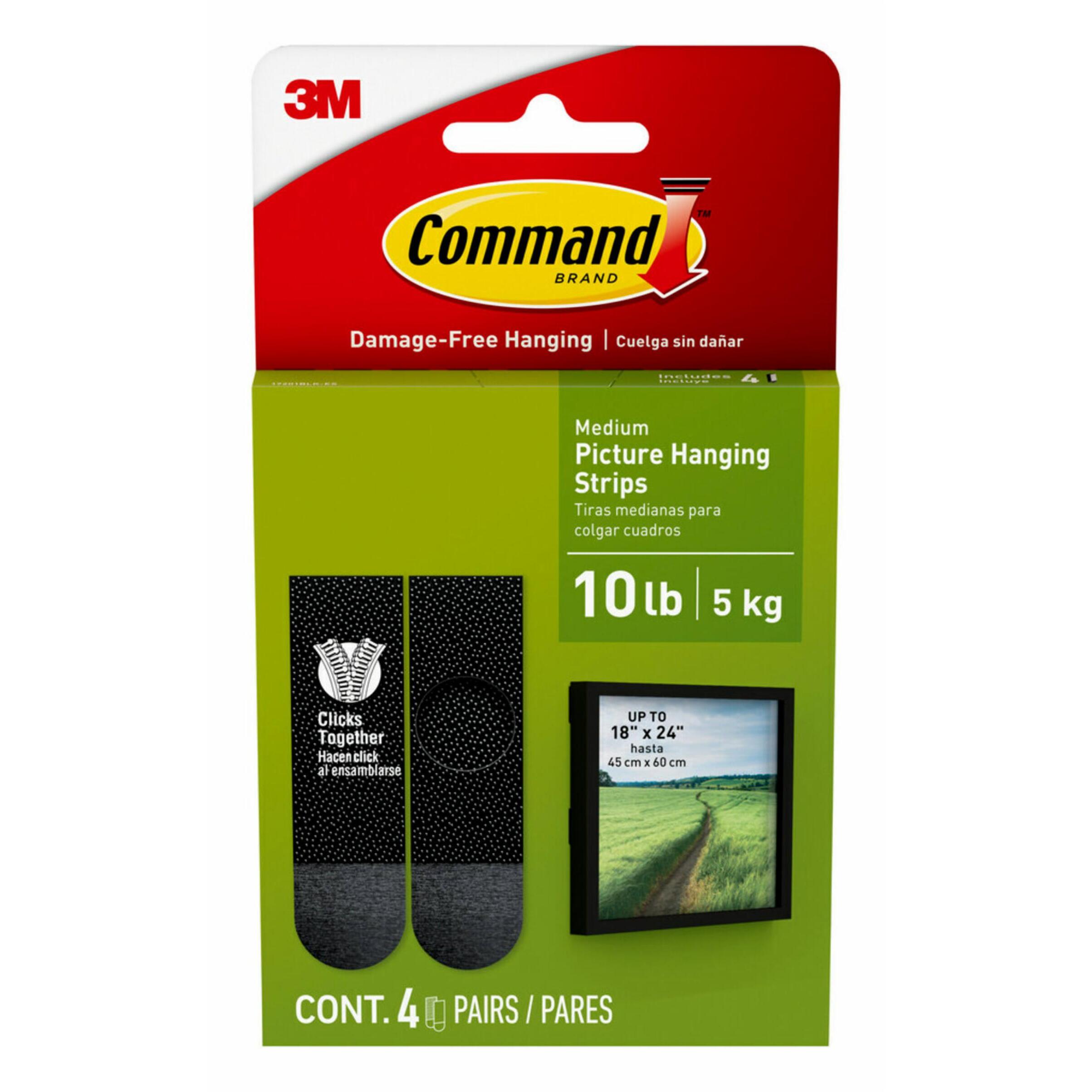 3M 17201BLK-ES  Command 10 Lb Black Picture Hanging Strips 4 Pairs per Package