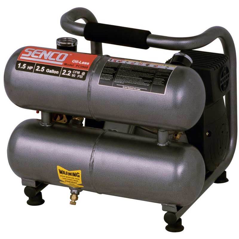 Senco PC0968  1.5 HP, 2.5 Gallon Twin Tank Finish and Trim Air Compressor