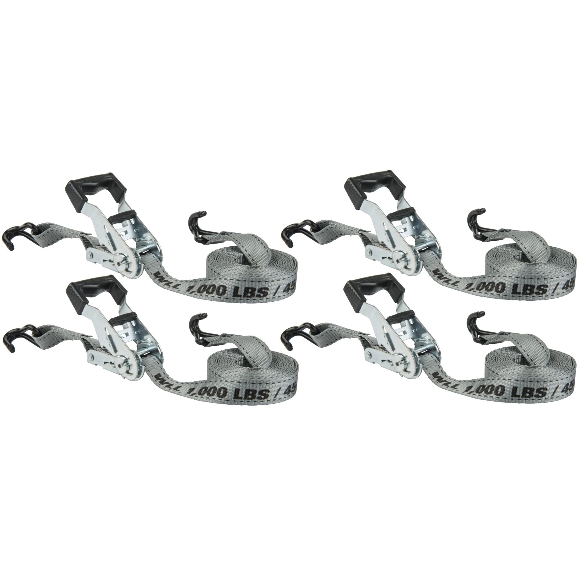 Keeper 05510  1" x 12' High Tension Ratchet Tie-Down Straps with Vinyl Coated J-Hooks - 4 Straps per Package