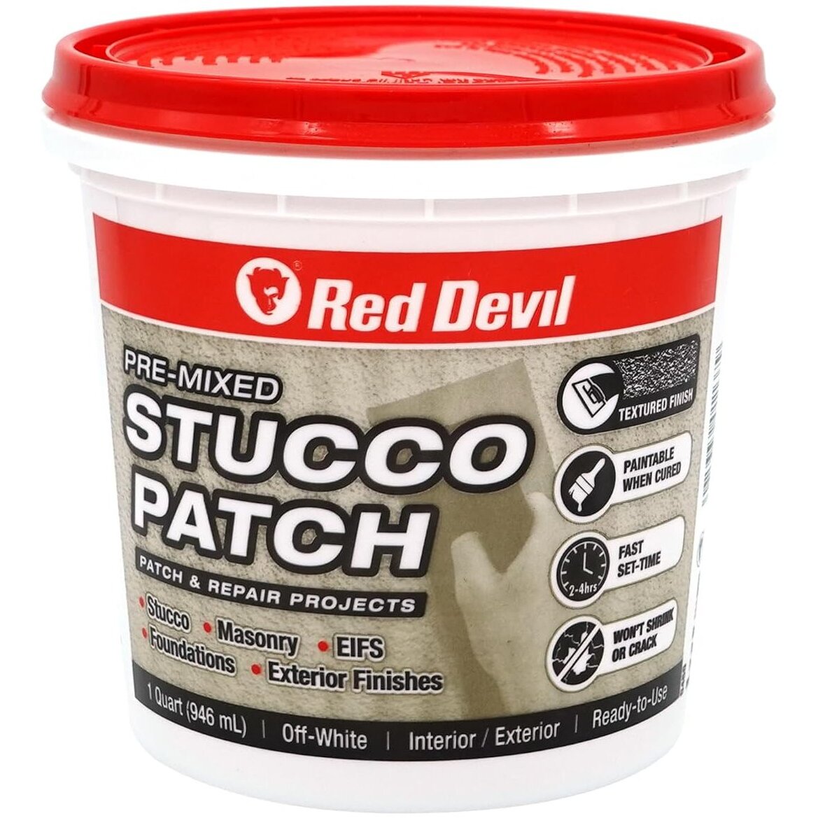 Red Devil 0450  Pre-Mixed Stucco Patch 1 Quart Tub